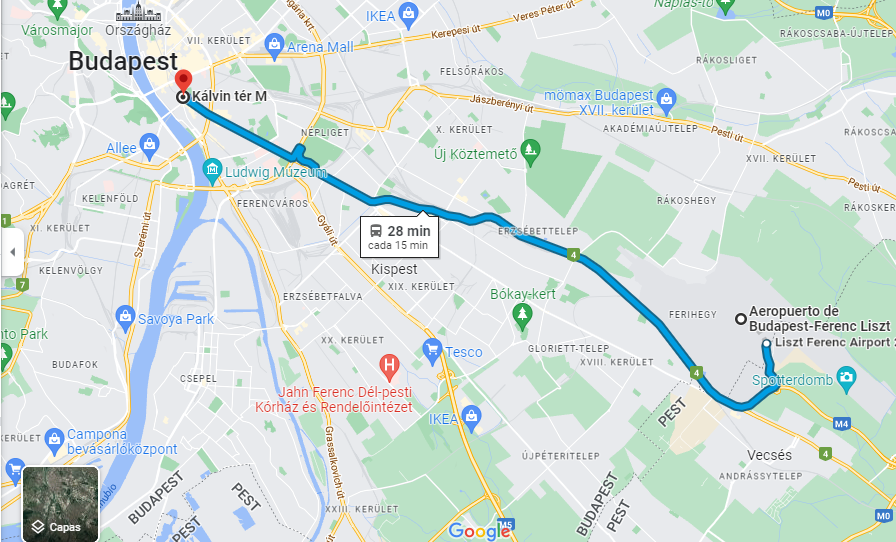 como ir del aeropuerto de budapest al centro